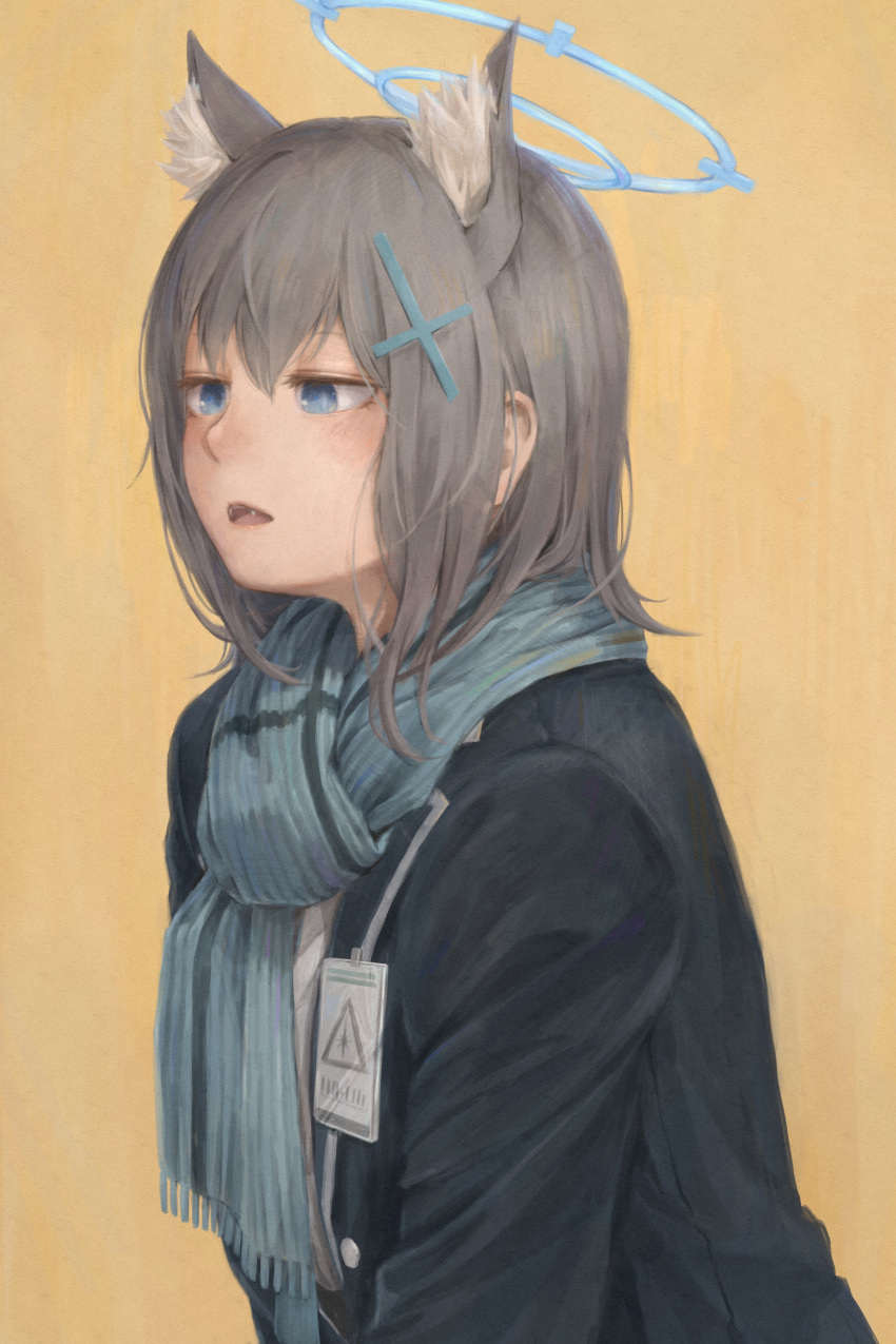 1girl, absurdres, animal_ear_fluff, animal_ears, blue_archive, blue_eyes, blue_jacket, blue_scarf