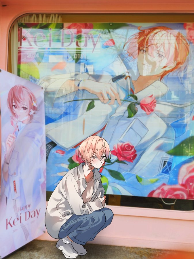 1boy, character_name, denim, flower, grey_footwear, h4td4, happy_birthday, jacket
