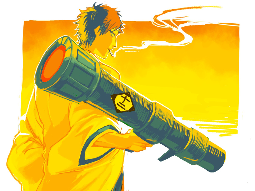 1boy, a_nzi_end, akon, back, black_hair, bleach, cigarette, haori