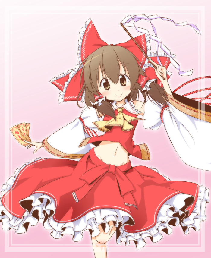 ascot, blouse, blush, bow, brown_eyes, brown_hair, detached_sleeves, dress