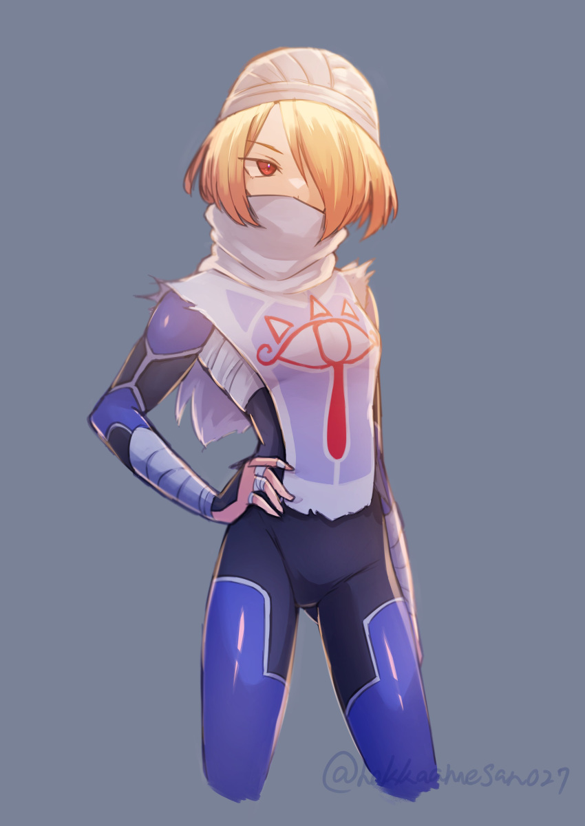 1girl, absurdres, androgynous, bandages, blonde_hair, highres, looking_at_viewer, mask