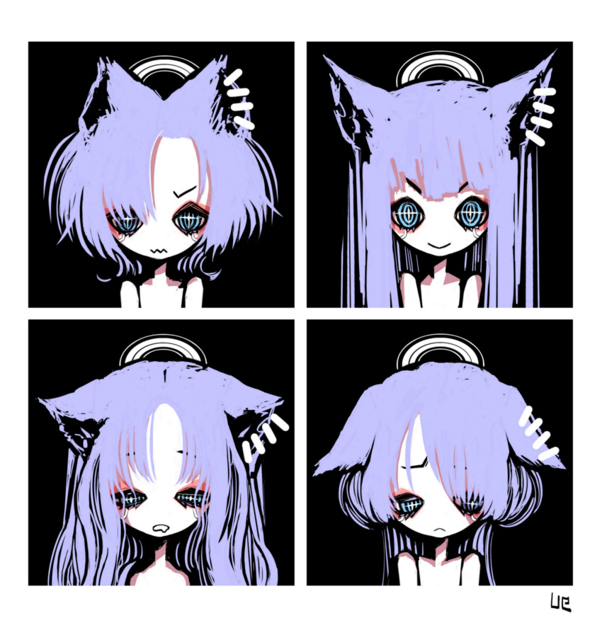 +_+, 4girls, animal_ear_piercing, animal_ears, artist_request, can_(crymachina), check_artist, crymachina
