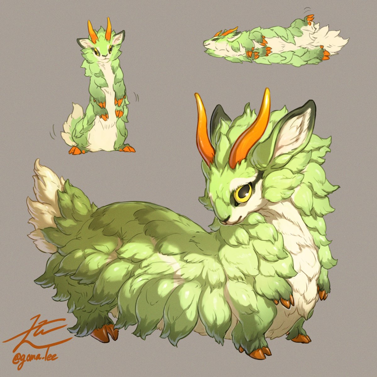 animal_ear_fluff, animal_focus, brown_background, caterpillar, chimera, cloven_hooves, commentary, creature