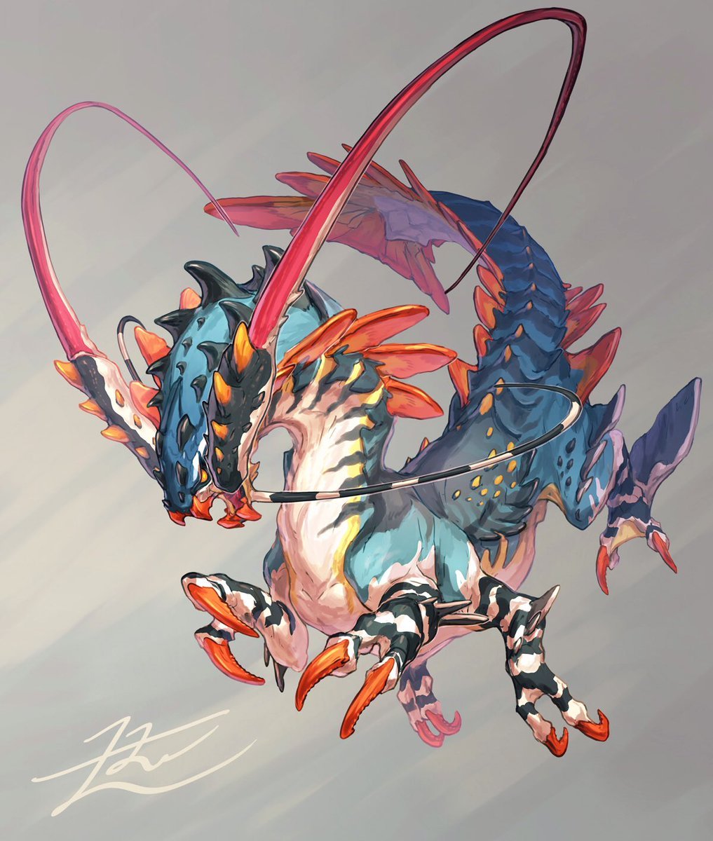 animal_focus, chimera, claws, commentary, crustacean, english_commentary, full_body, grey_background