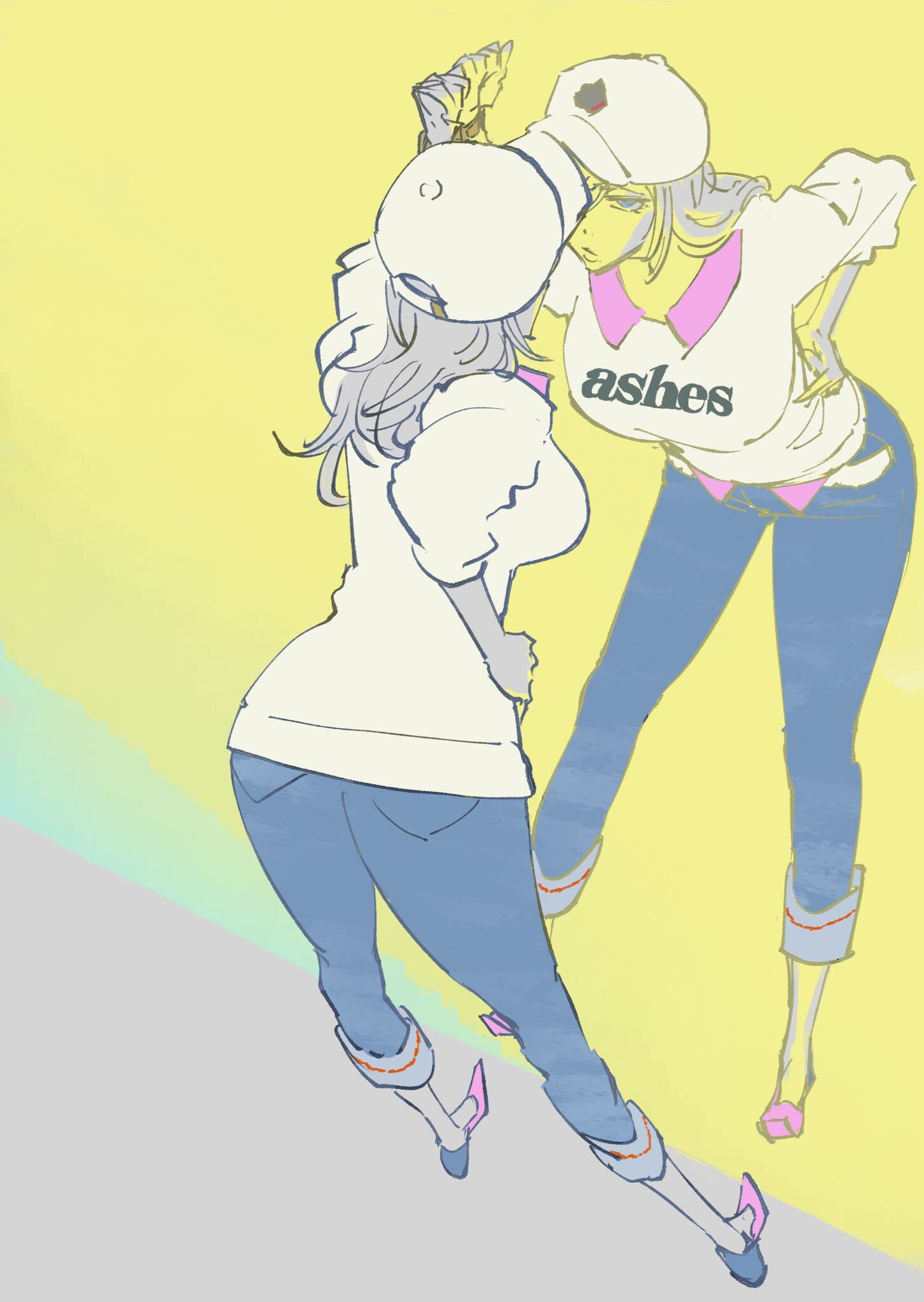 1girl, alternate_costume, bleach, blue_eyes, breasts, closed_mouth, clothes_writing, denim