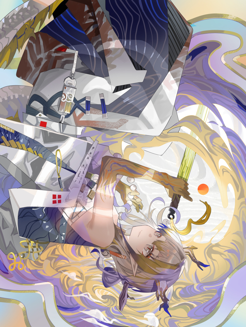 1girl, absurdres, arknights, bare_shoulders, blue_hair, colored_skin, dragon_girl, dragon_horns