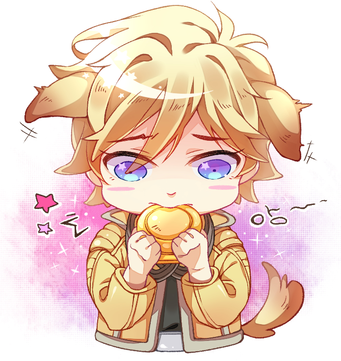 1boy, animal_ears, animification, black_shirt, blue_eyes, blush, dog_boy, dog_ears