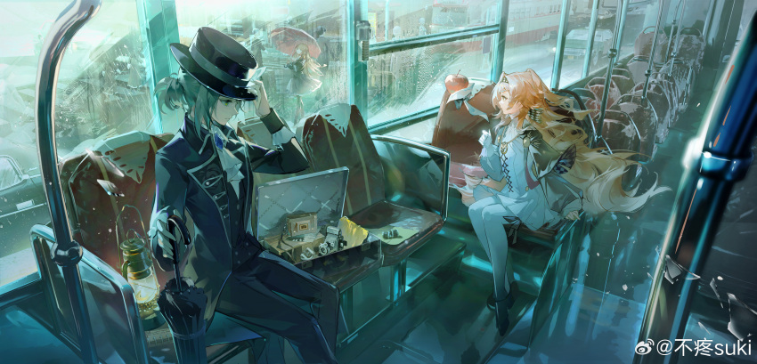 1other, 3girls, absurdres, adjusting_clothes, adjusting_headwear, antique_camera, apple, apple_(reverse:1999)