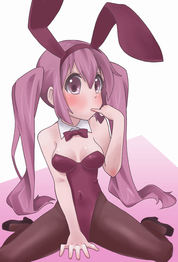 between_legs, bunny_ears, bunnysuit, fictional_persona, hand_between_legs, landolt_tamaki, long_hair, original