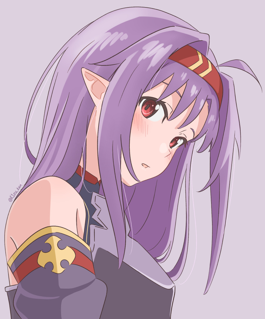 1girl, ahoge, armor, blush, breastplate, detached_sleeves, fairy_(sao), from_side