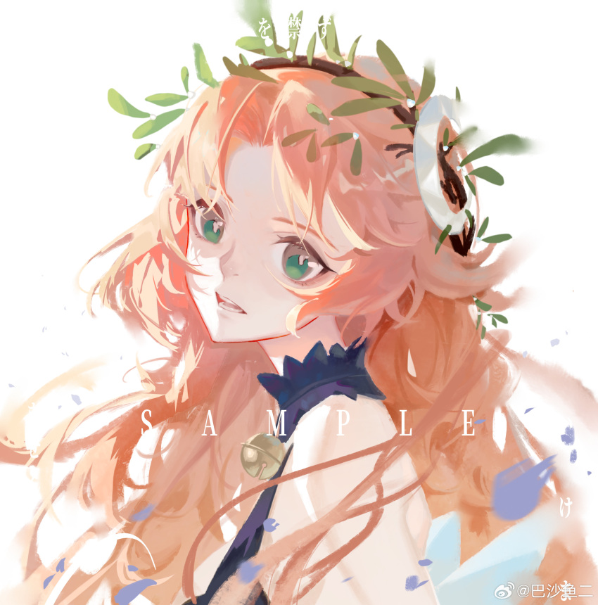 1girl, absurdres, ba_sha_yu_er, bare_shoulders, bell, black_choker, black_dress, choker