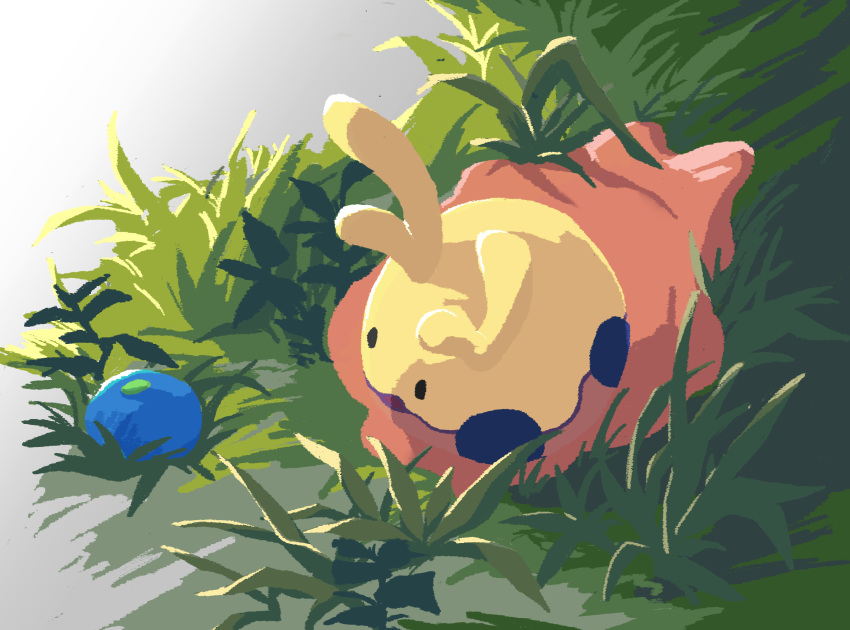 alternate_color, animal_focus, berry_(pokemon), black_eyes, commentary_request, food, from_above, fruit