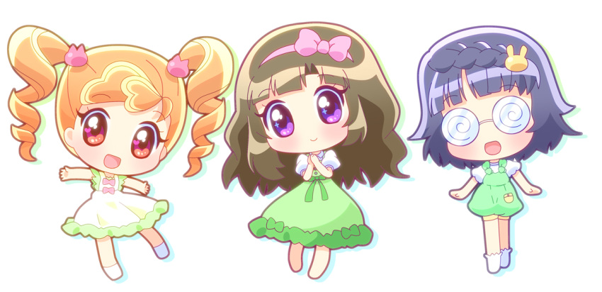 anyamal_tantei_kirumin_zoo, blue_hair, blush, bow, braid, brown_hair, bunny, cat