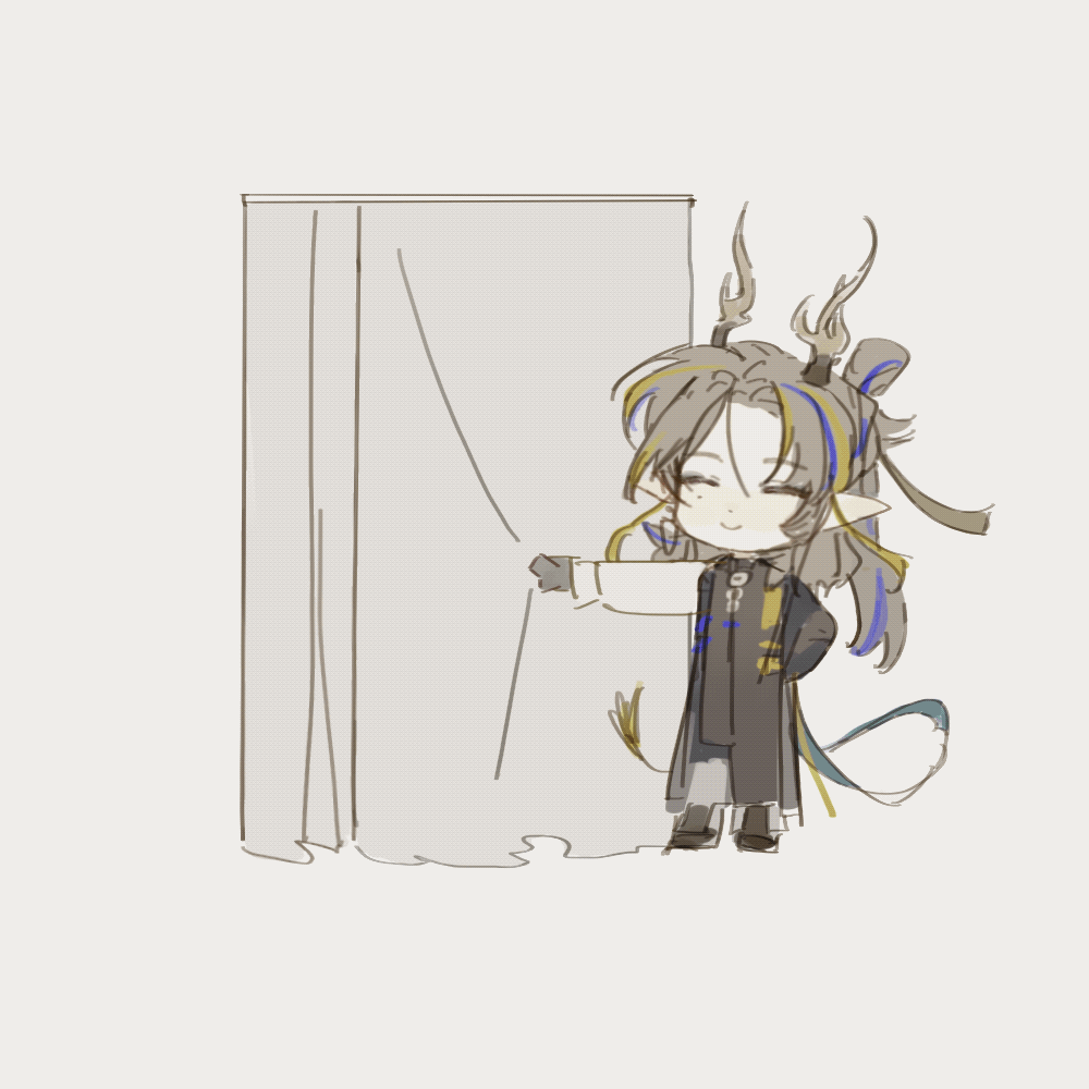 1boy, 1girl, animated, animated_gif, arknights, arm_behind_back, beret, black_jacket