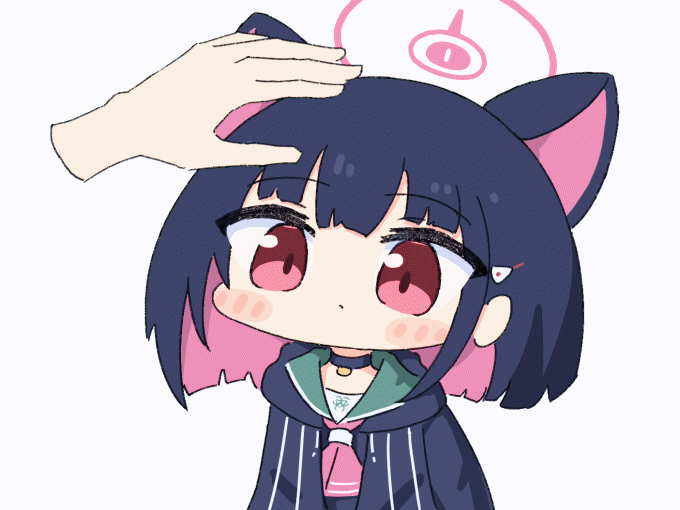 >_<, 1girl, 1other, animal_ears, animated, animated_gif, black_hair, black_hoodie