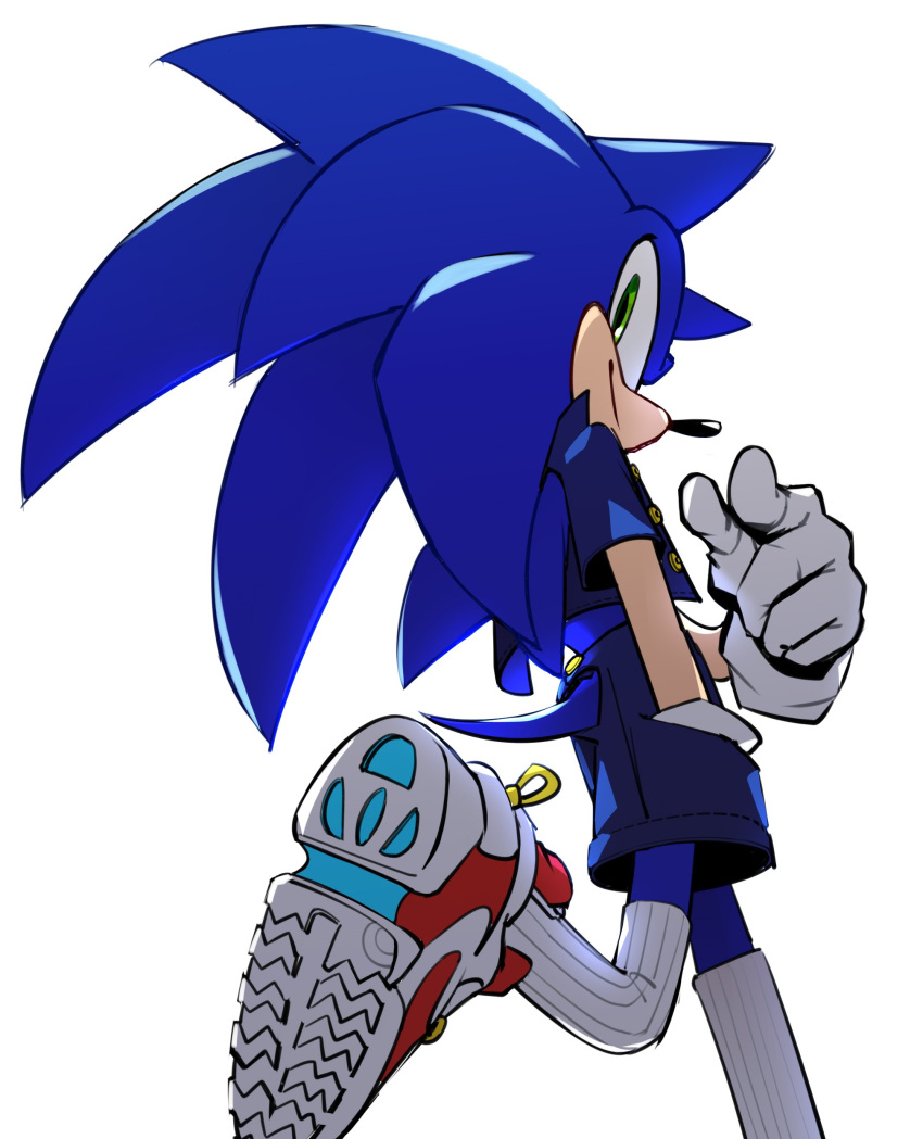 1boy, absurdres, alternate_costume, animal_ears, animal_nose, blue_jacket, blue_shorts, buttons