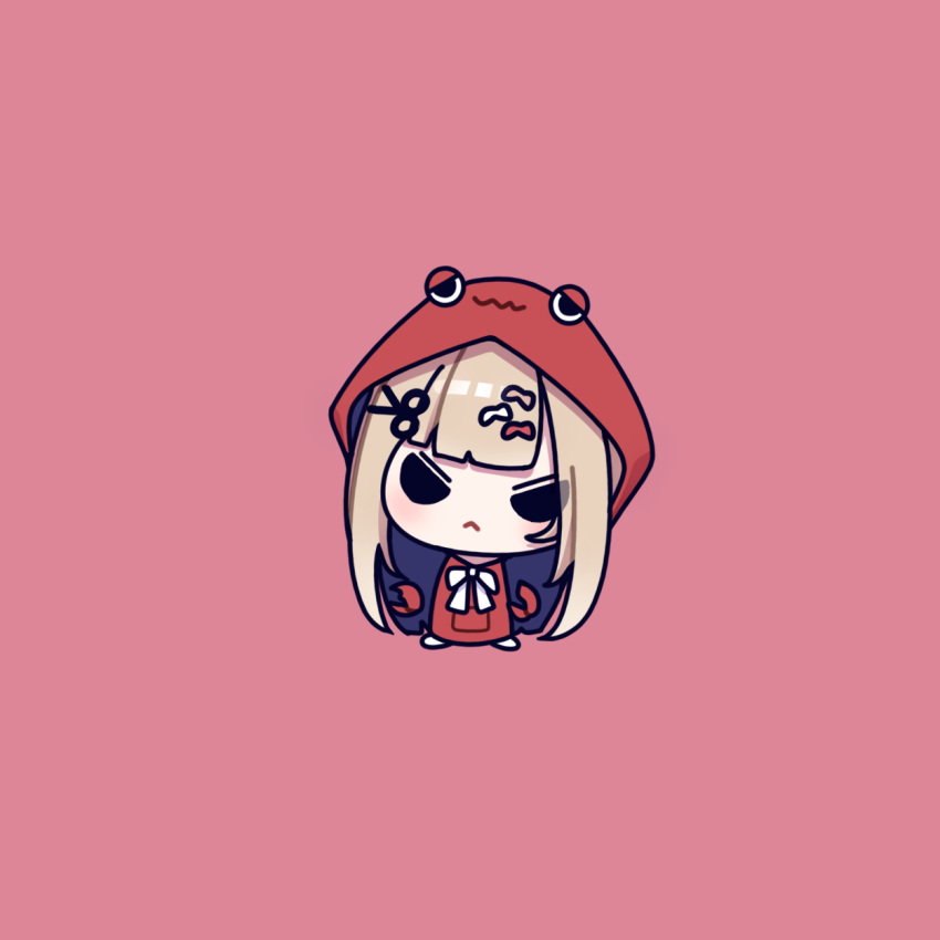1girl, amanogawa_shiina, amanogawa_shiina_(2nd_costume), angry, blonde_hair, chibi, cross_(vgne4542), highres, long_hair, phase_connect, ribbon, simple_background, solo