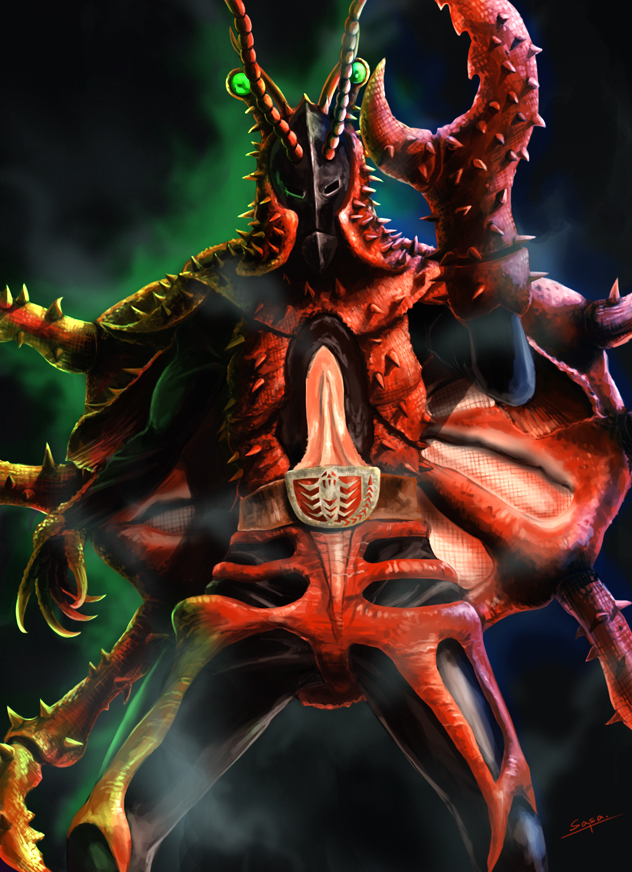 claws, dead_pepper, kamen_rider, kamen_rider_v3_(series), monster, spikes, zariganna