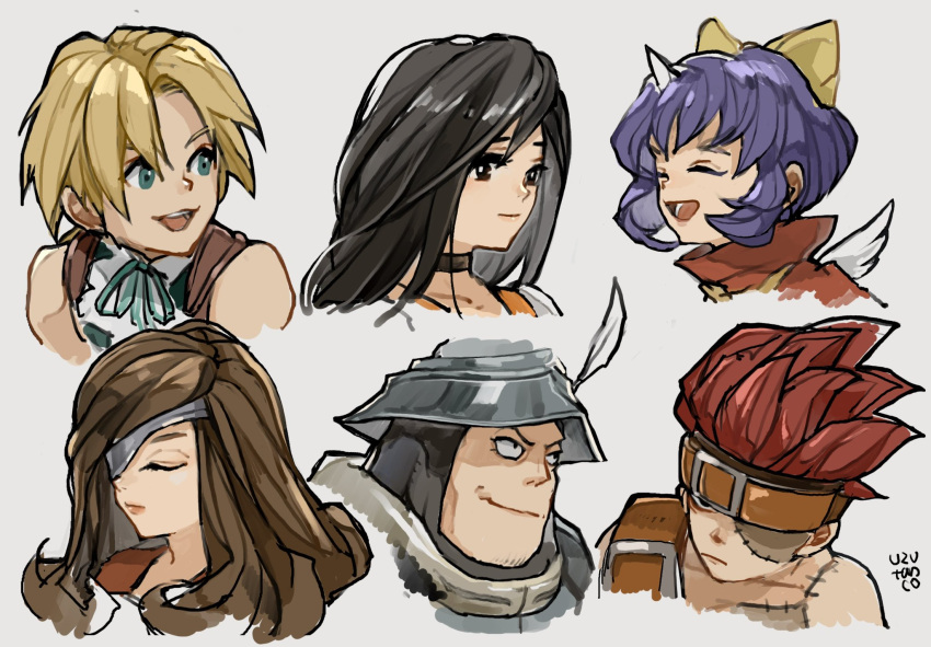 3boys, 3girls, adelbert_steiner, armor, beatrix_(ff9), belt, black_hair, blank_(ff9)