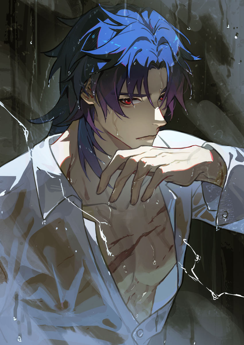 1boy, absurdres, black_hair, blade_(honkai:_star_rail), closed_mouth, highres, honkai:_star_rail, honkai_(series)