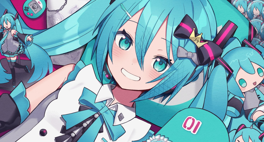 1girl, aqua_eyes, aqua_hair, blue_eyes, blue_hair, blush, crypton_future_media, detached_sleeves