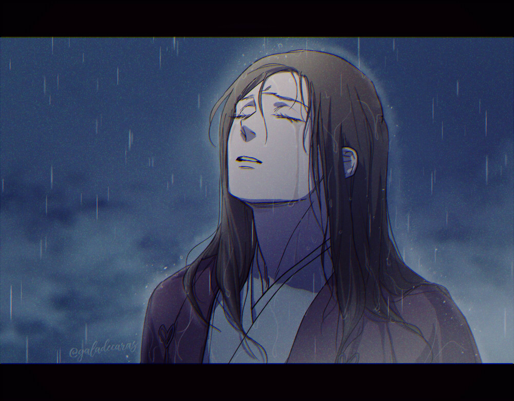 1boy, akatsuki_wo_tsugu, black_hair, closed_eyes, crying, eyelashes, facing_up, galadecaras