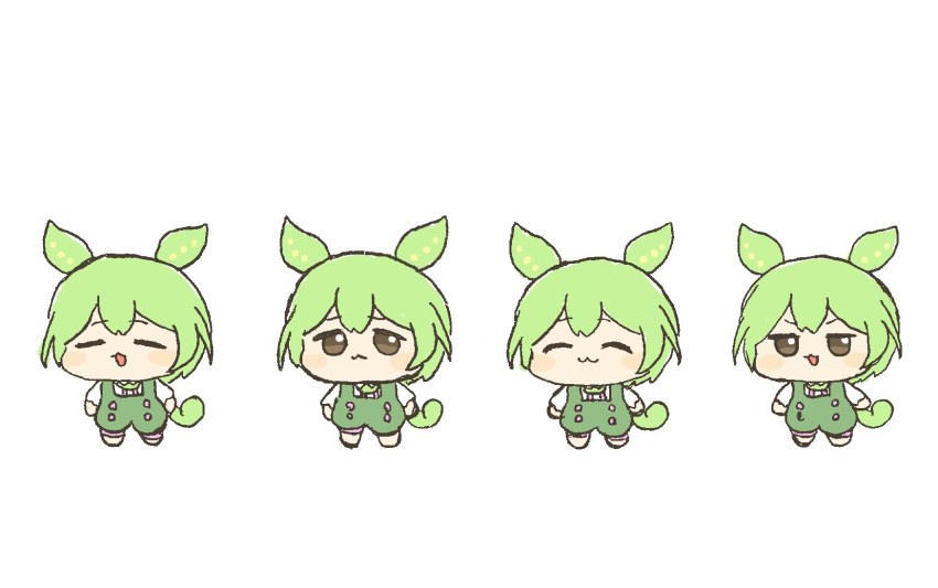 1girl, :3, ^_^, brown_eyes, buttons, chibi, chibi_only, closed_eyes