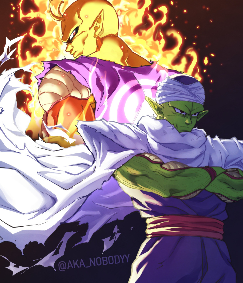 absurdres, aka_nobodyy, aura, cape, colored_skin, crossed_arms, dragon_ball, dragon_ball_super