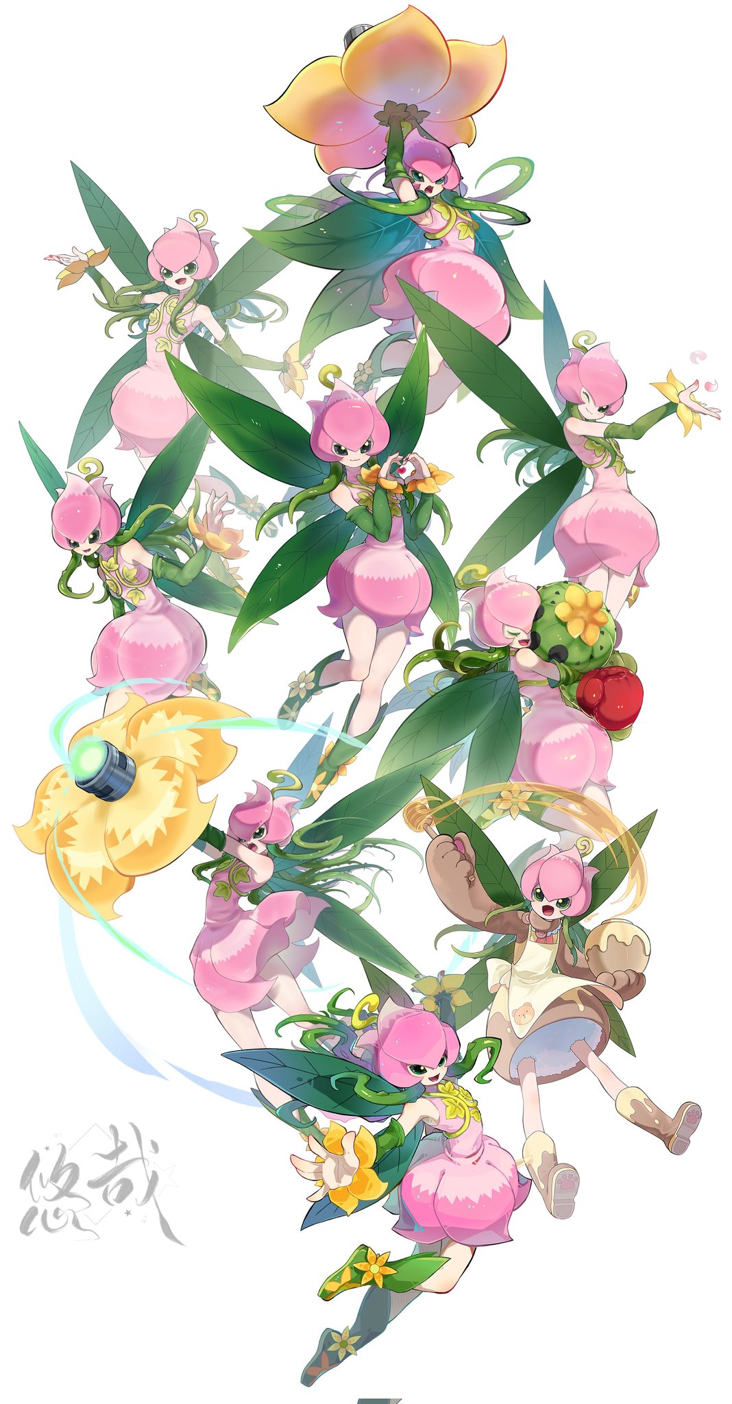 1girl, :3, boots, detached_sleeves, digimon, digimon_(creature), dress, fairy_wings
