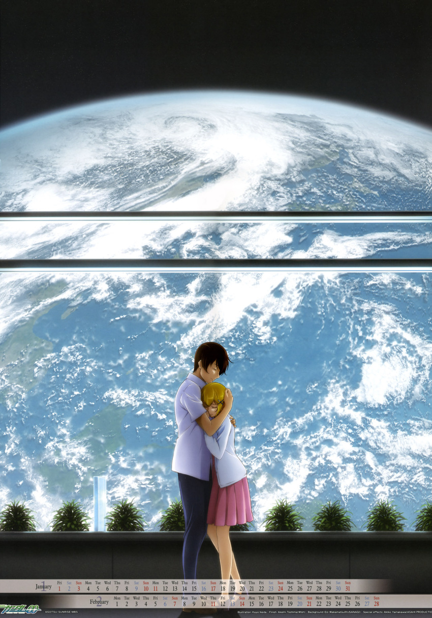 calendar, gundam, gundam_00, ikeda_kayo, louise_halevy, saji_crossroad