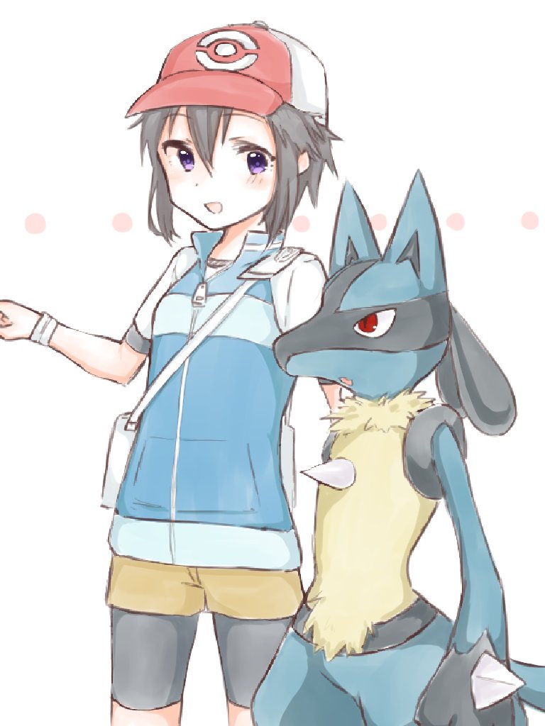 1girl, :d, arm_at_side, ayuko_ammobium, bag, baseball_cap, bike_shorts, bike_shorts_under_shorts