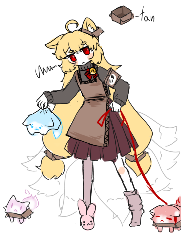 1girl, :<, :3, =_=, ahoge, animal, animal_ears, animal_slippers