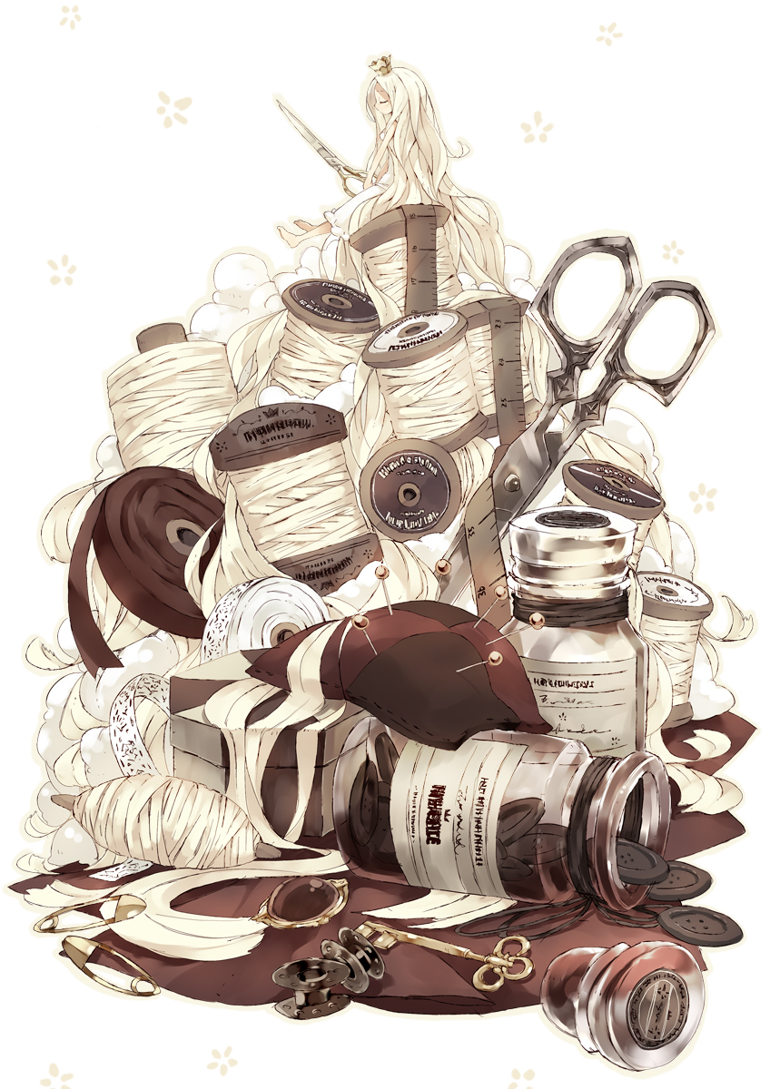 buttons, ccru, closed_eyes, highres, long_hair, needle, original, pin