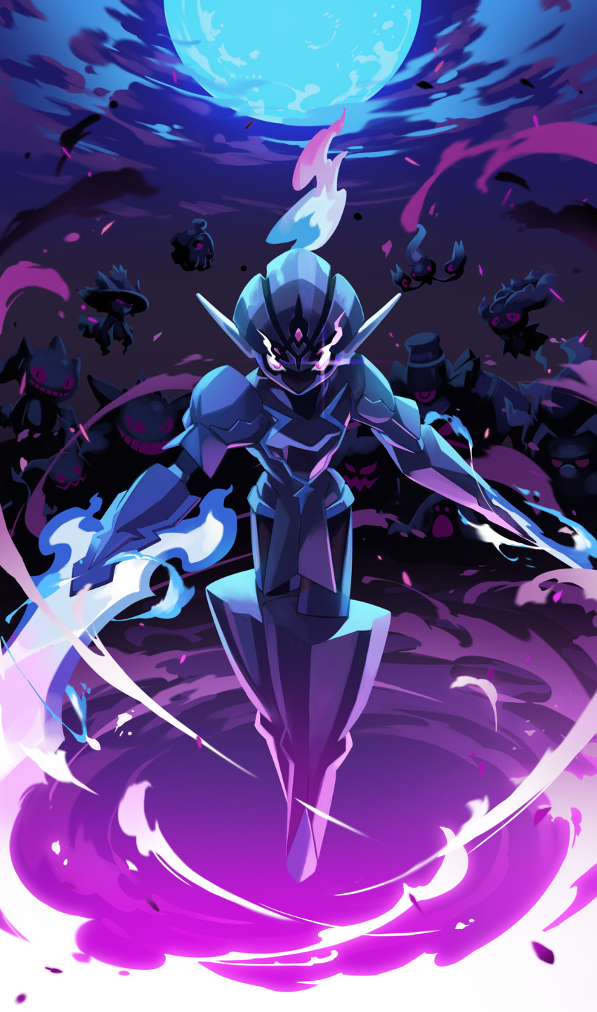 annihilape, banette, ceruledge, chandelure, clouds, commentary_request, dusknoir, duskull