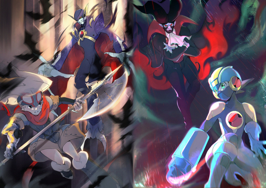 4boys, arm_cannon, bandaid, bandaid_on_face, bat_(animal), blue_bodysuit, blue_skin, bodysuit
