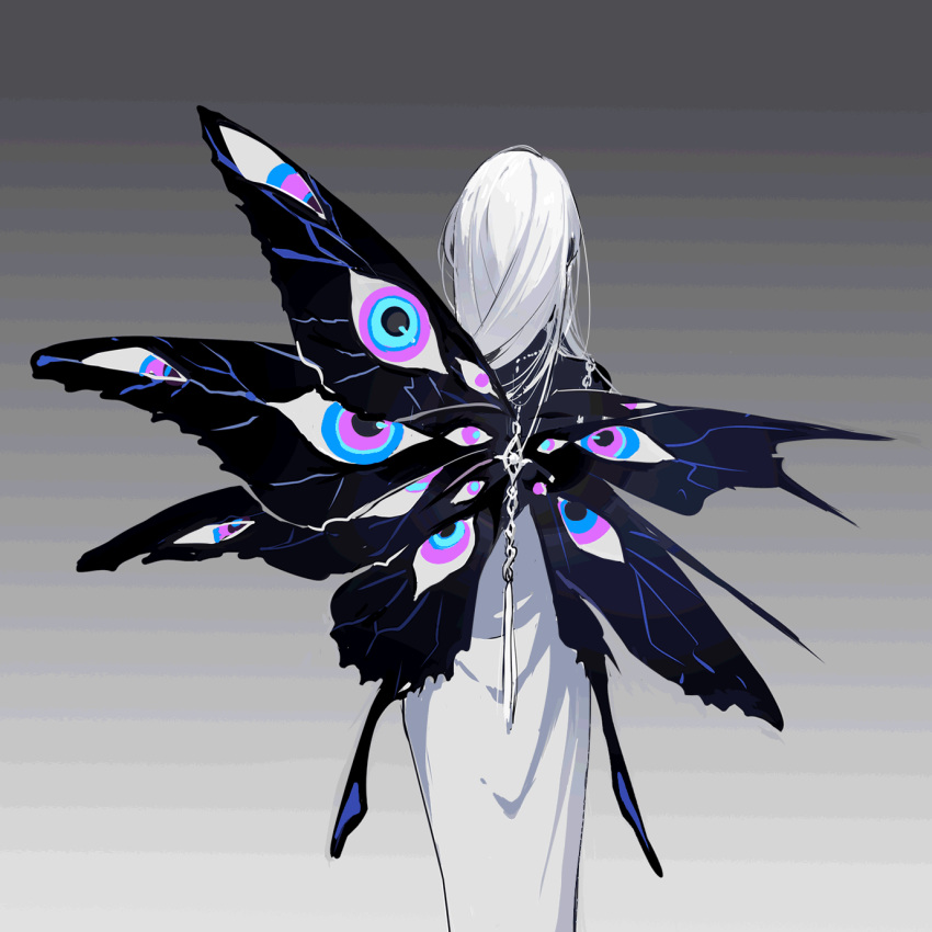 1girl, 270_(woshizongg), animated, animated_gif, bare_shoulders, black_skin, butterfly_girl, butterfly_wings
