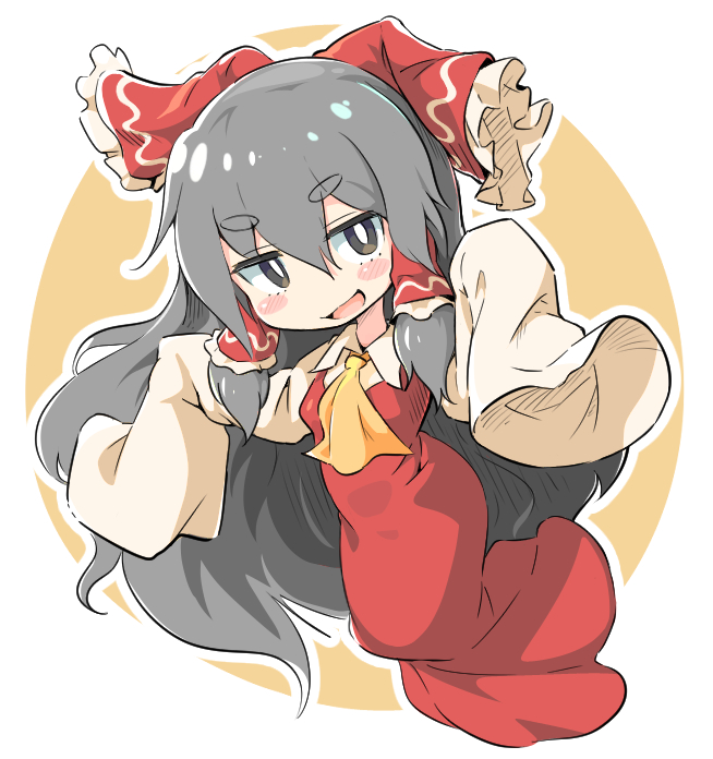 1girl, berazasu, black_eyes, blush, bow, breasts, bright_pupils, commentary_request