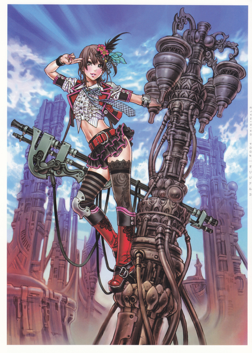 blush, boots, brown_hair, fingernails, highres, legs, lips, lipstick