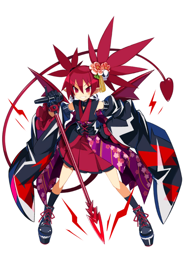 1girl, black_socks, choker, demon_girl, demon_tail, demon_wings, disgaea, disgaea_rpg