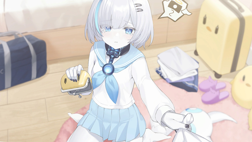 1girl, 1other, :o, artist_request, azur_lane, bag, bed, black_nails