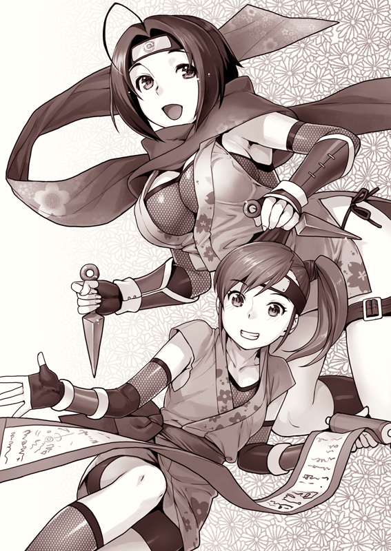 ahoge, bike_shorts, breasts, fishnets, futami_mami, gloves, grin, headband