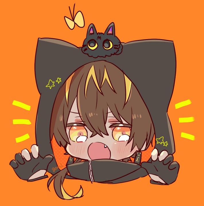 1boy, androgynous, animal, animal_ears, animal_hood, animal_on_head, black_cat, black_gloves