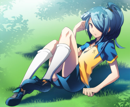 blue_hair, cota, grass, hair_over_one_eye, inazuma_eleven, kazemaru_ichirouta, long_hair, lowres