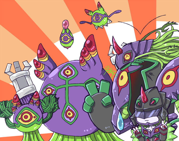 algomon_adult, algomon_baby_i, algomon_baby_ii, algomon_child, algomon_perfect, algomon_ultimate, closed_eyes, covered_eyes