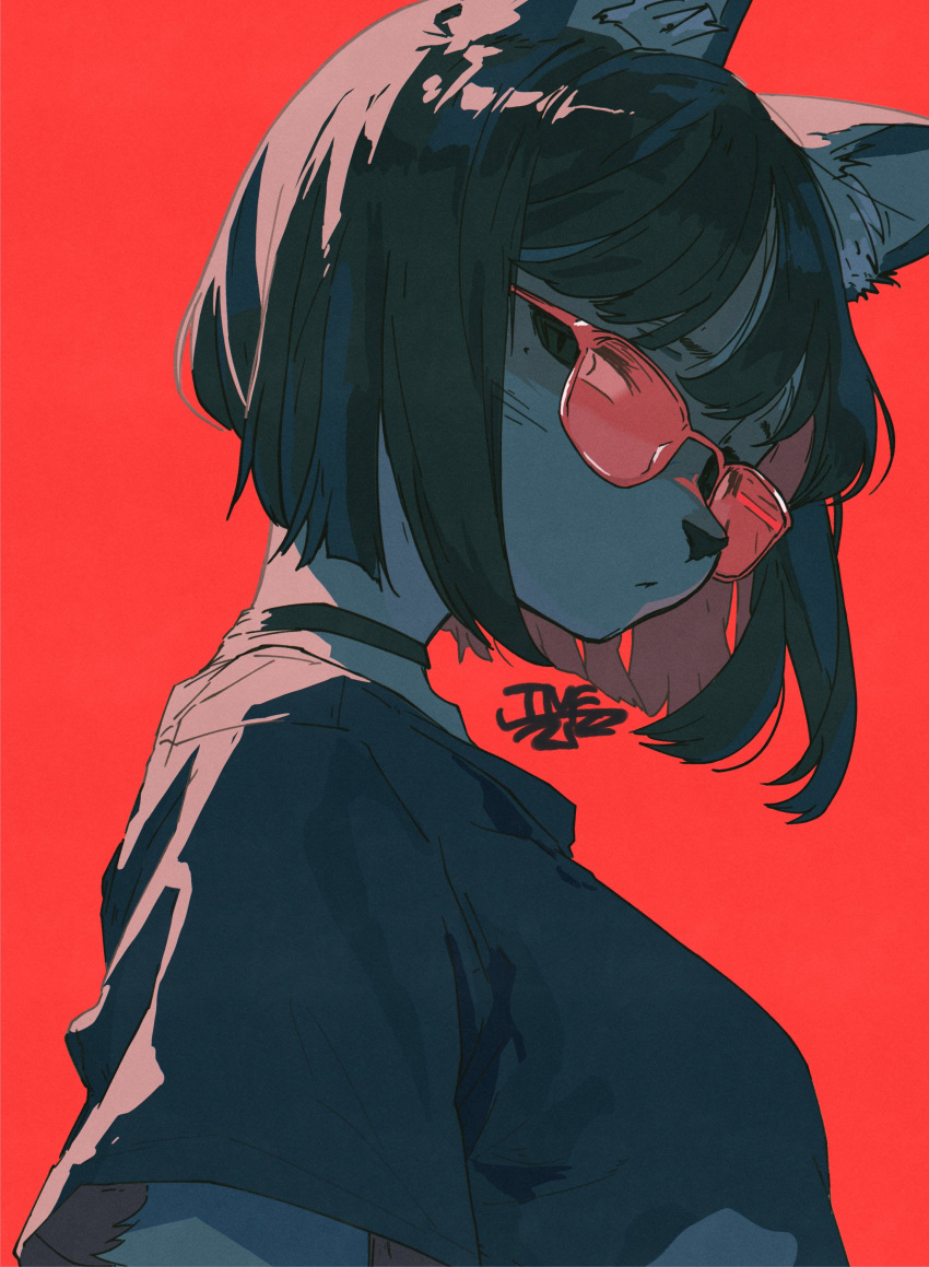 1girl, absurdres, animal_ear_fluff, animal_ears, animal_nose, artist_name, black_choker, black_eyes