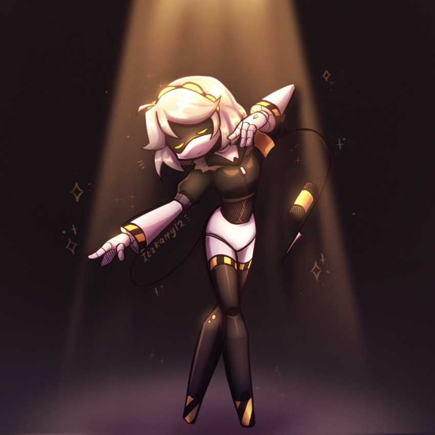 1girl, artist_name, ballet, black_background, black_thighhighs, dancing, highres, humanoid_robot