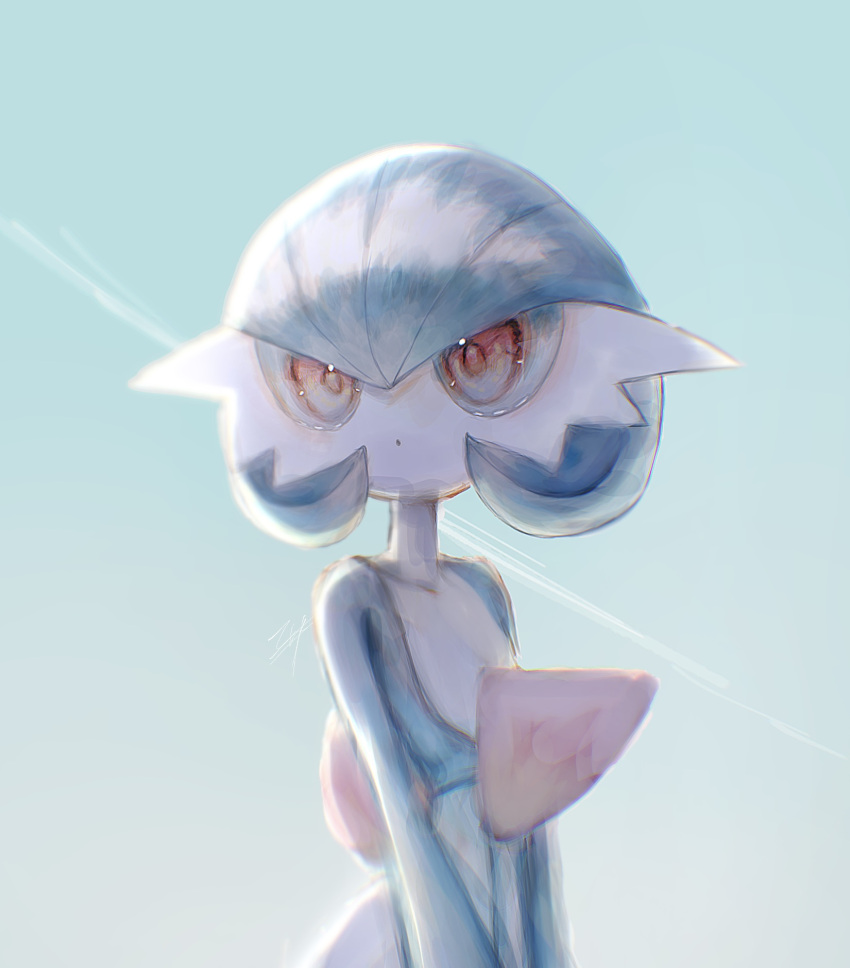 1girl, artist_name, backlighting, blue_background, blue_hair, blue_skin, blue_sky, blue_theme