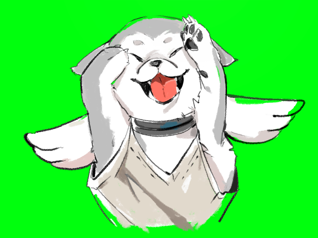 animal, animal_focus, black_collar, closed_eyes, collar, commentary_request, crying_cat_(meme), dog