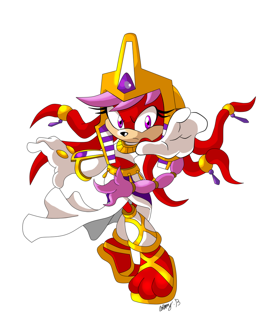 alternate_costume, ancient_egyptian_hat, commentary, dark_persona, dress, egyptian_clothes, enerjak_(sonic), english_commentary