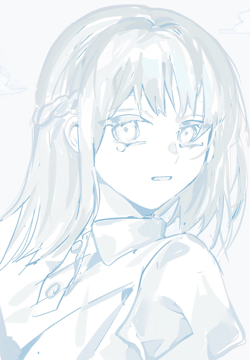 1girl, angel_care_(vocaloid), braid, collared_shirt, floating_hair, half_updo, highres, long_hair